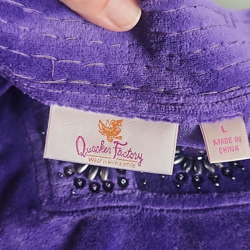 Quacker Factory Velour Top Size Large - Picture 4 of 7